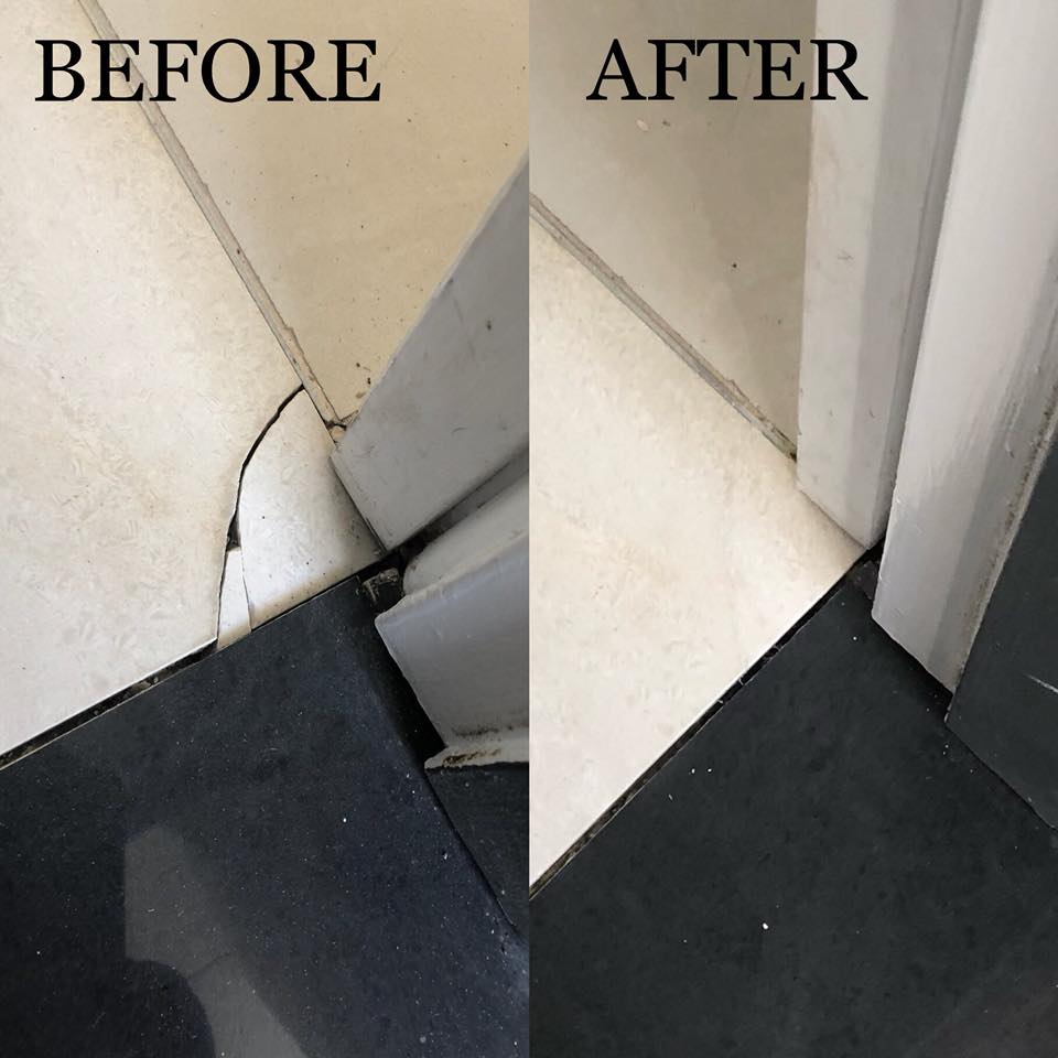 before and after cracked tile example