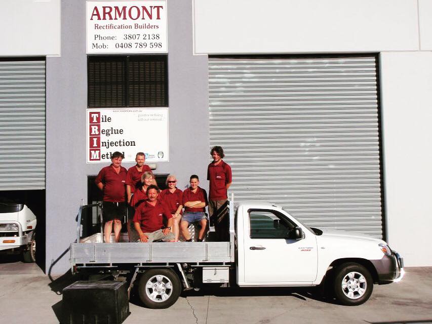 Trim team in back of car