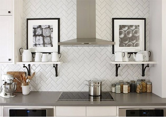 white kitchen with tea pots