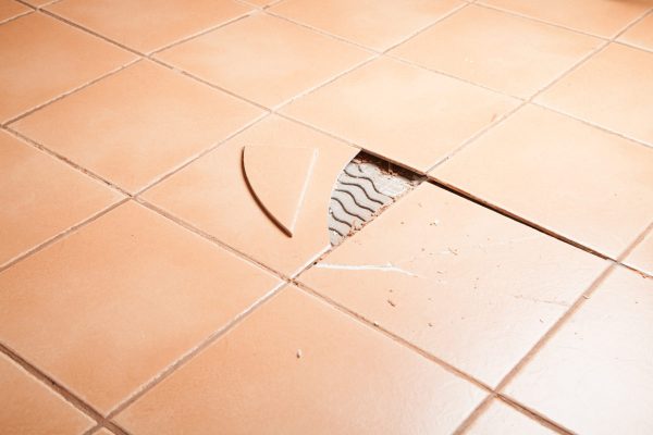 damaged tiled floor