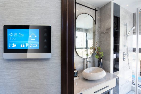 smart home system on intelligence screen with background